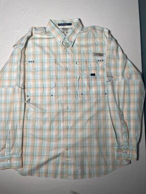 Columbia PFG Men's Fishing Outdoors Vented Shirt Size L Super Bonehead Plaid